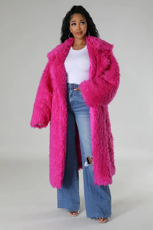 Athina Pink Fuzzy Fur Winter Heavy Jacket