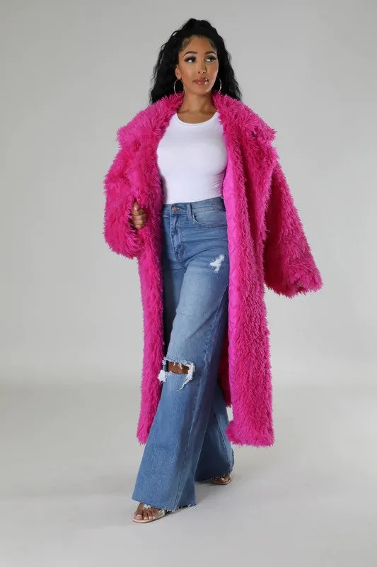 Athina Pink Fuzzy Fur Winter Heavy Jacket