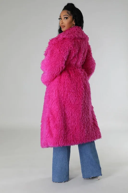 Athina Pink Fuzzy Fur Winter Heavy Jacket