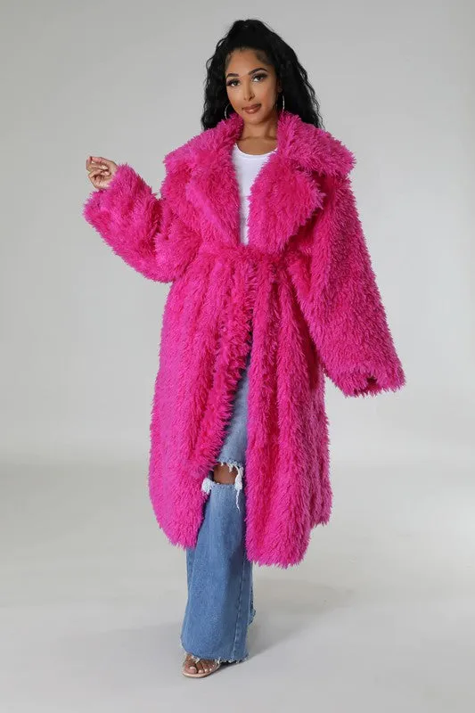 Athina Pink Fuzzy Fur Winter Heavy Jacket