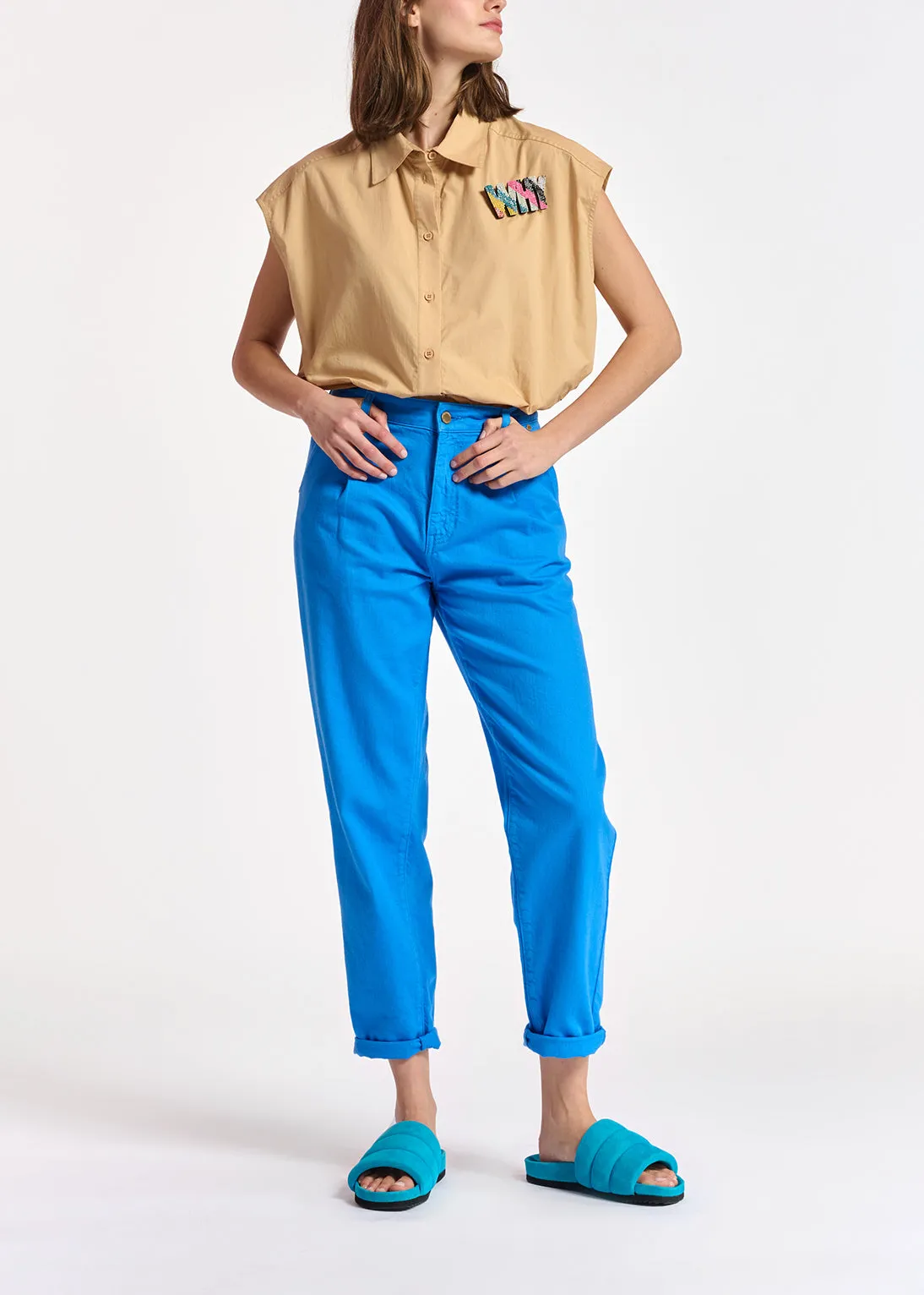 Blue denim boyfriend jeans