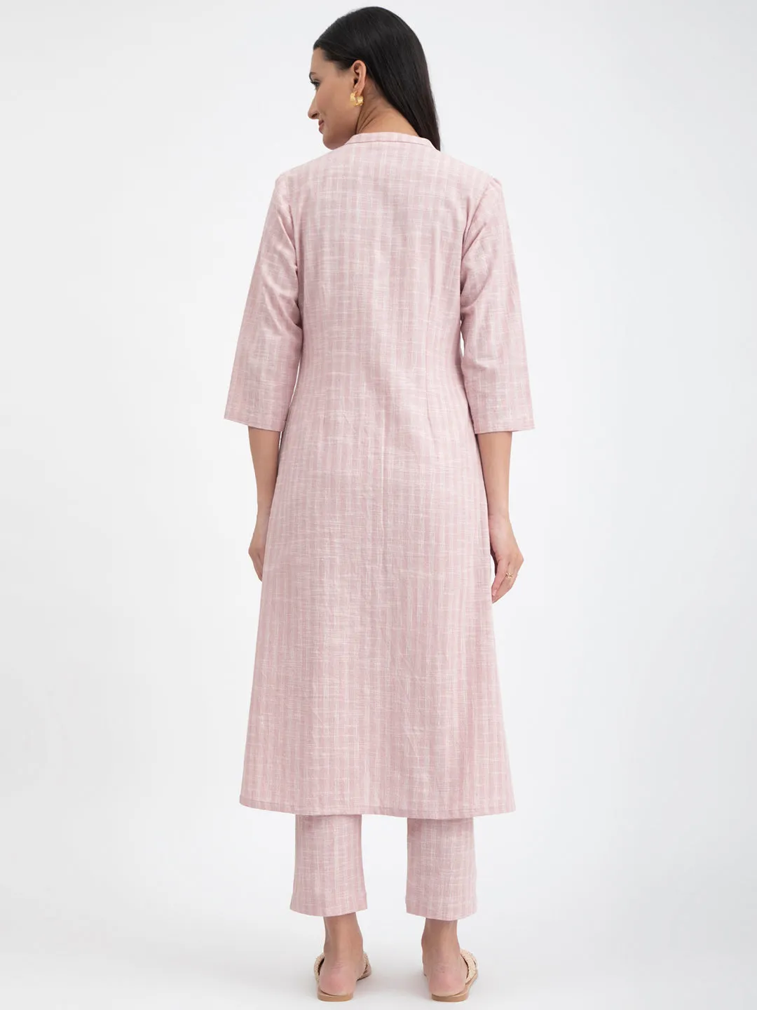 Cotton A-line Kurta Set - Pink