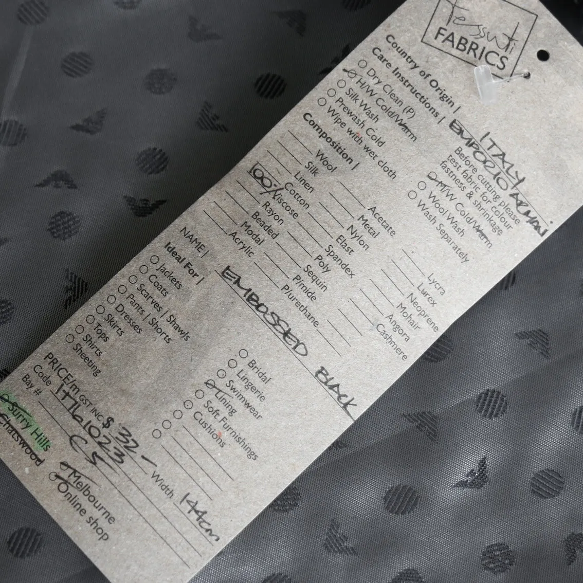 Embossed Black - Fancy Lining