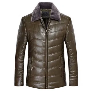 Fleece Collar Faux Leather Jacket