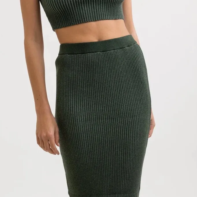 Hamilton Knit Midi Skirt (Marine Green)