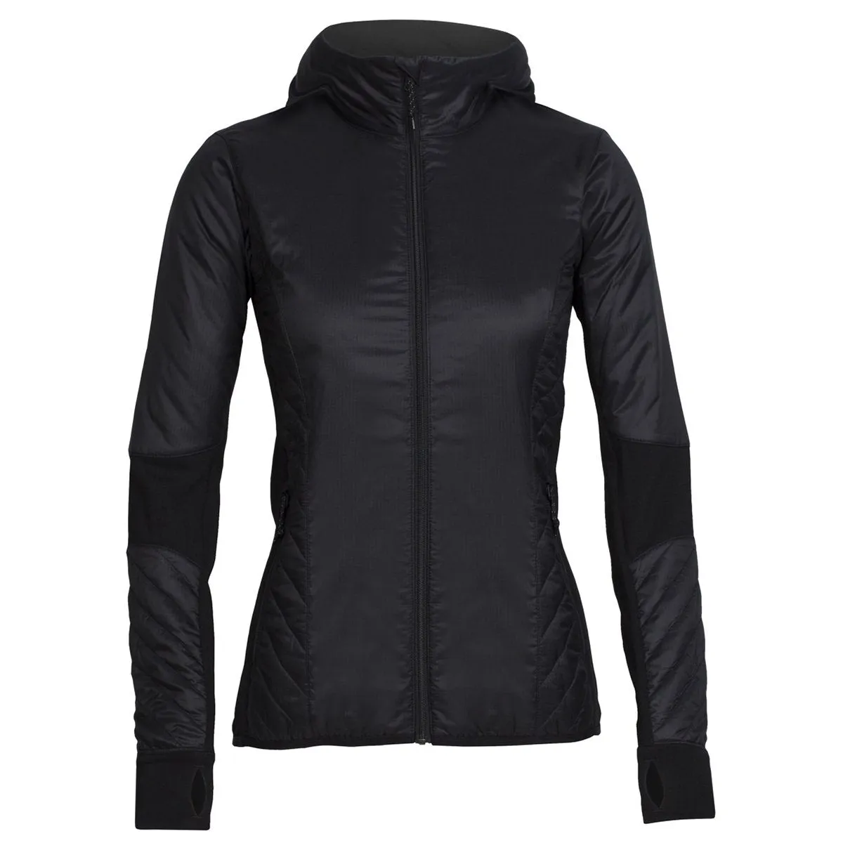 Icebreaker Women's Black MerinoLOFT Helix Long Sleeve Zip Hood