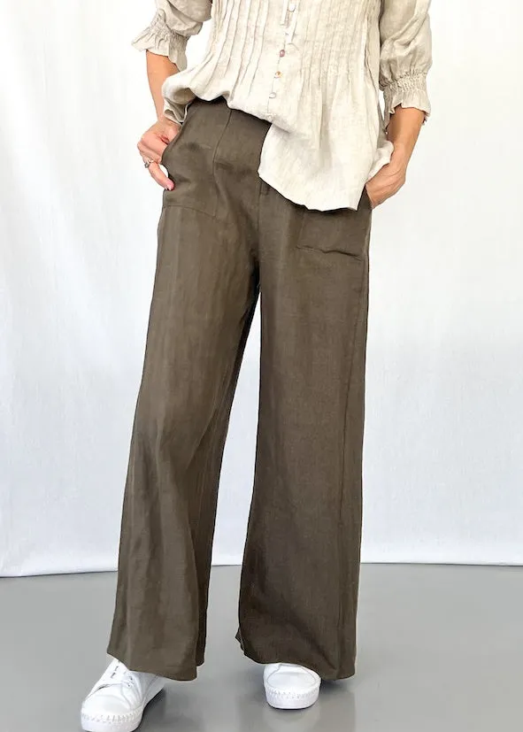 Jude Linen Pants - Olive