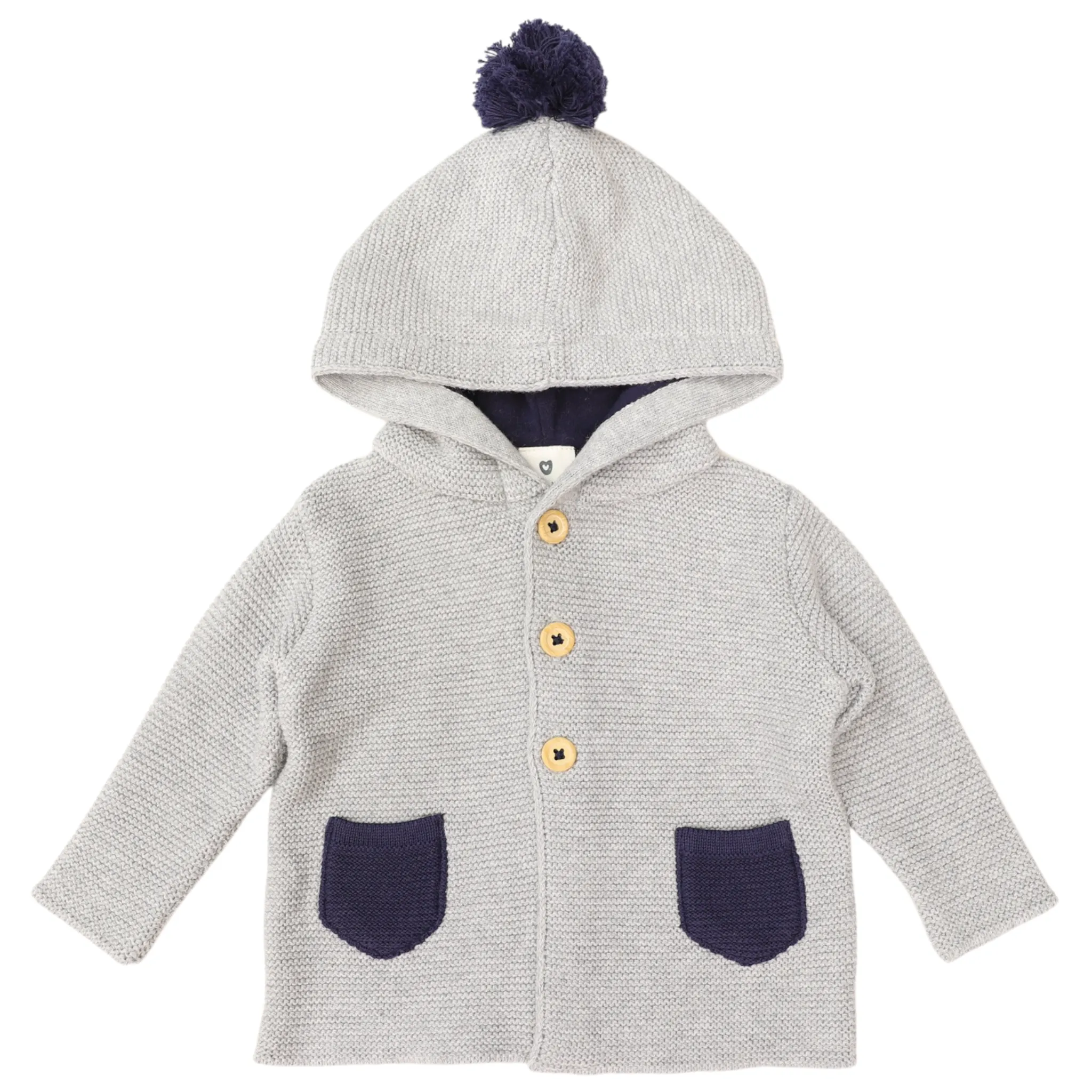 Knit Jacket with Contrast Pockets Grey