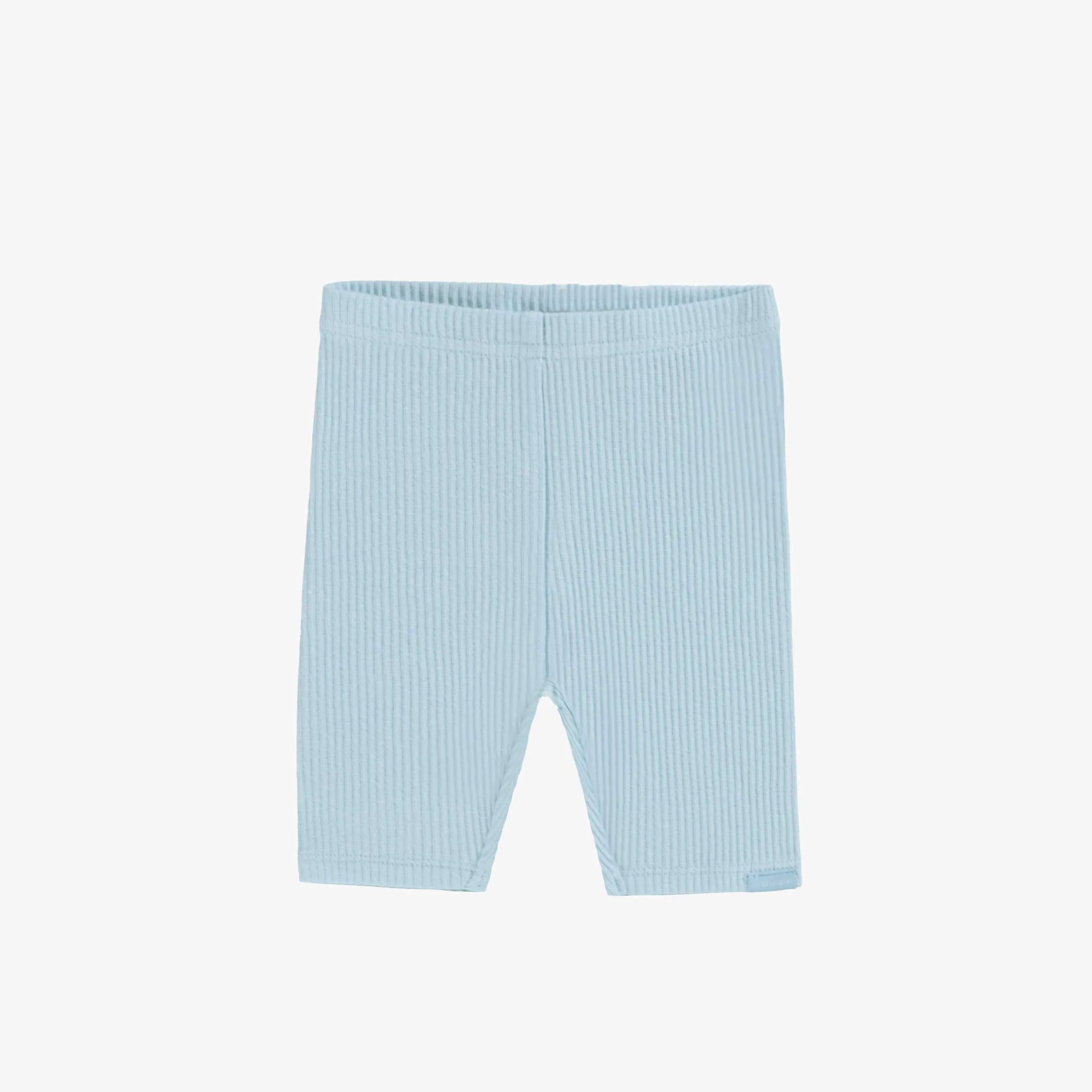 Legging court bleu en tricot côtelé, bébé || Blue ribbed knit short legging, baby