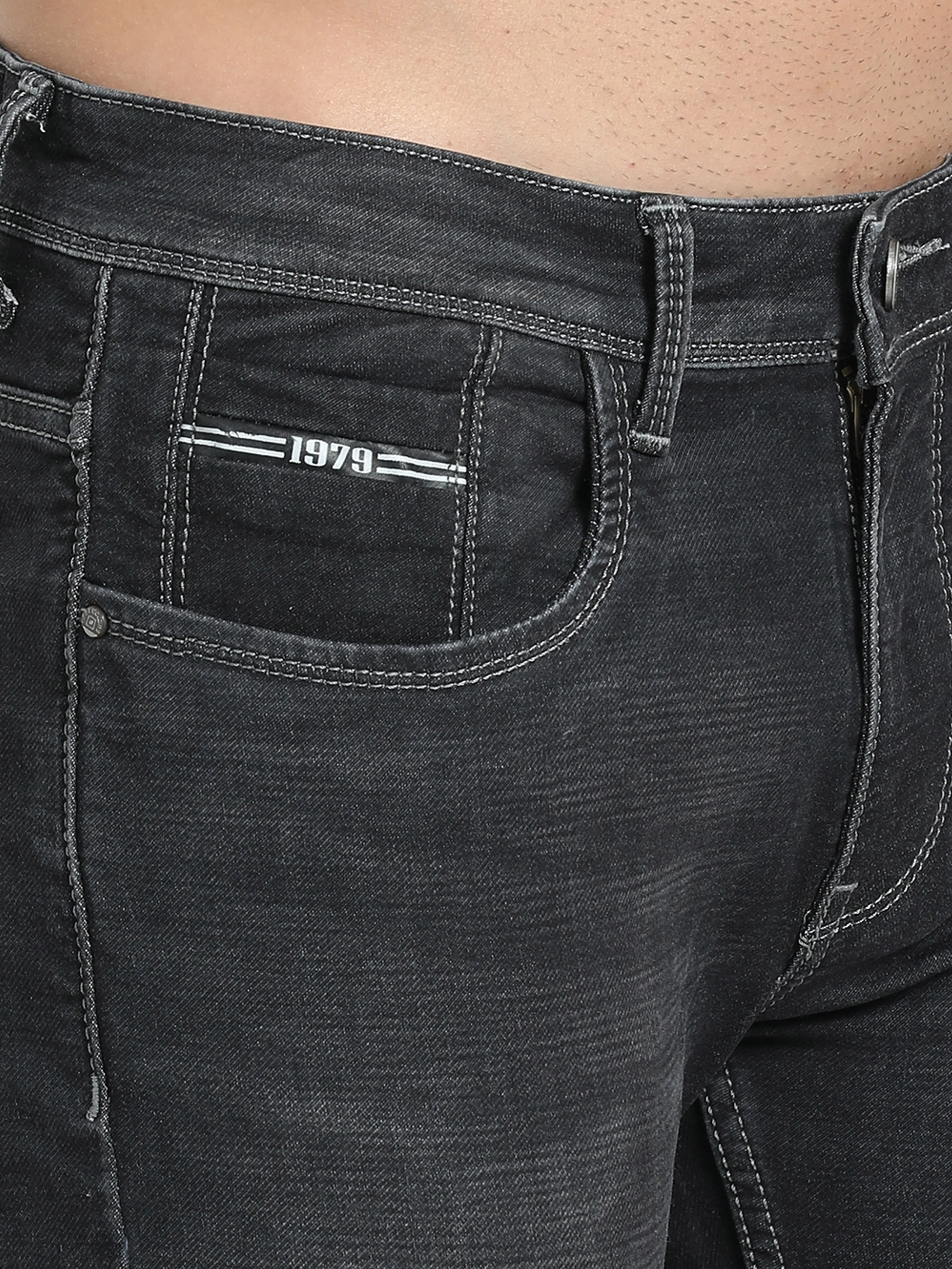 Men's Dark Grey Relaxed Denim Ankle fit Jeans