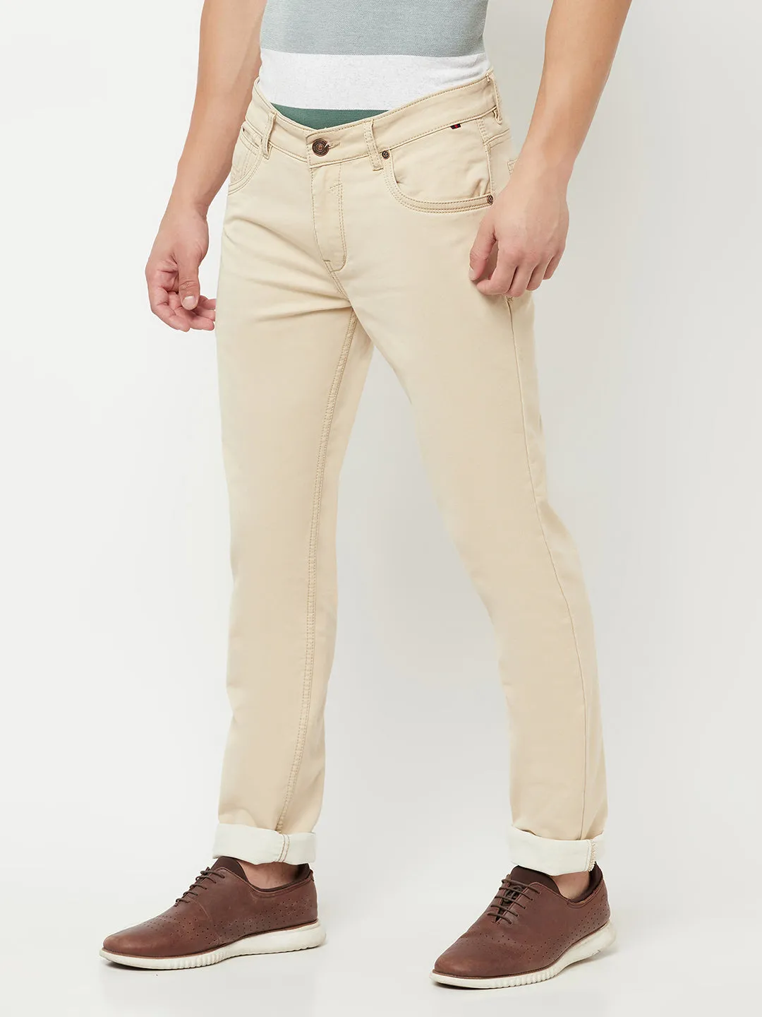 Men's Ultra Narrow fit No Fade Beige  Jeans