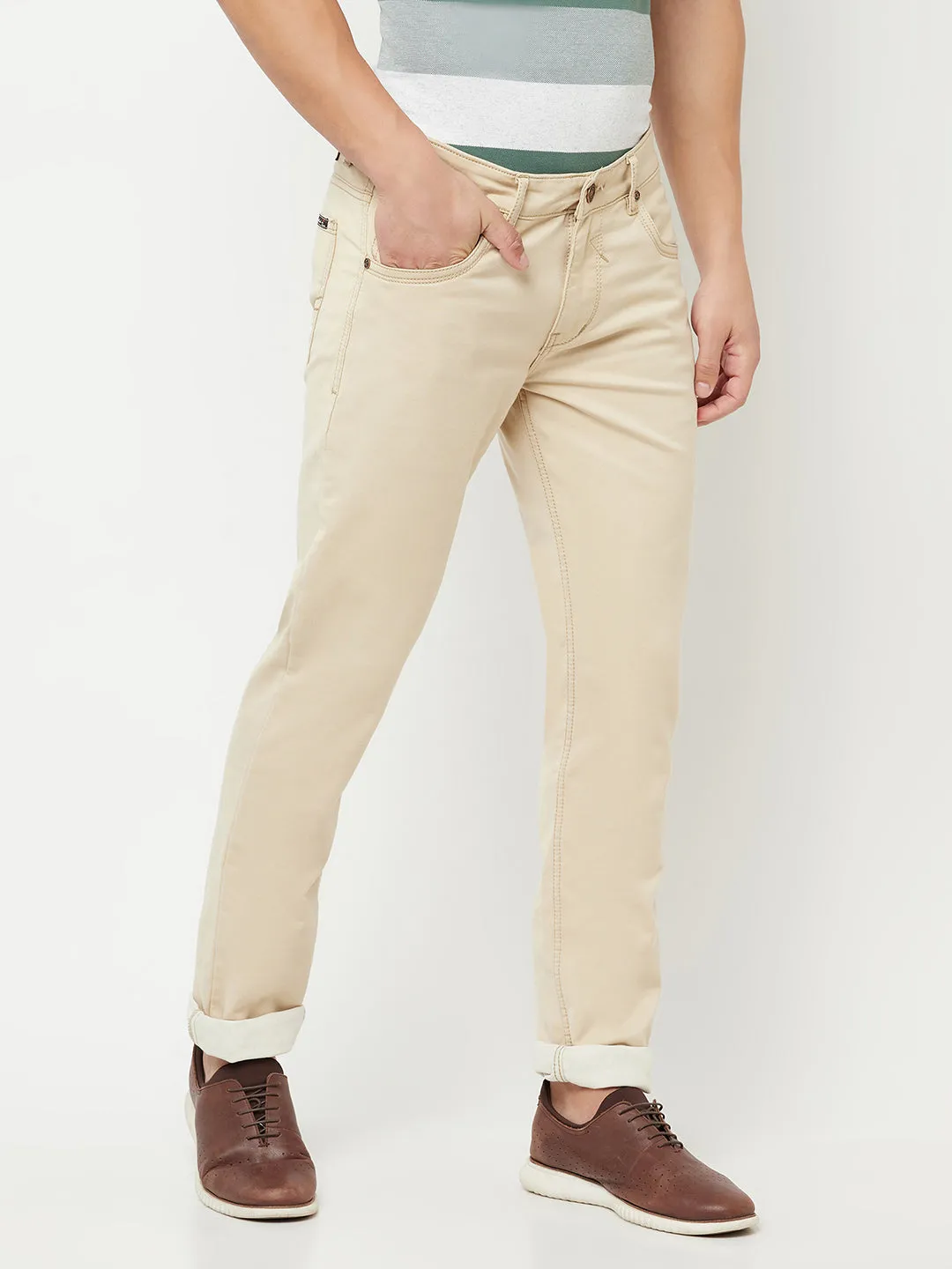 Men's Ultra Narrow fit No Fade Beige  Jeans