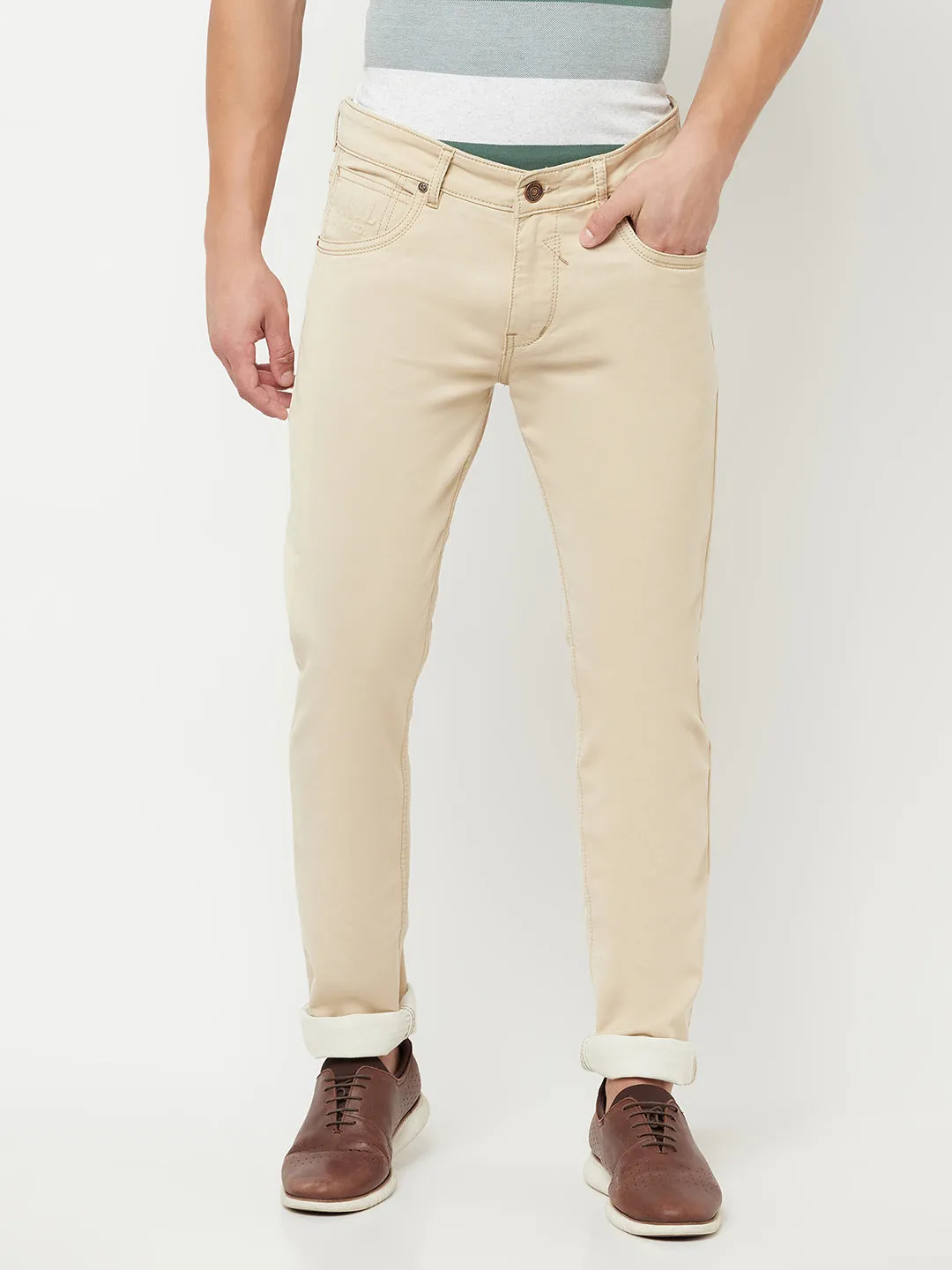 Men's Ultra Narrow fit No Fade Beige  Jeans