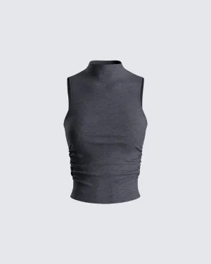 Nico Grey Jersey Mock Neck Top