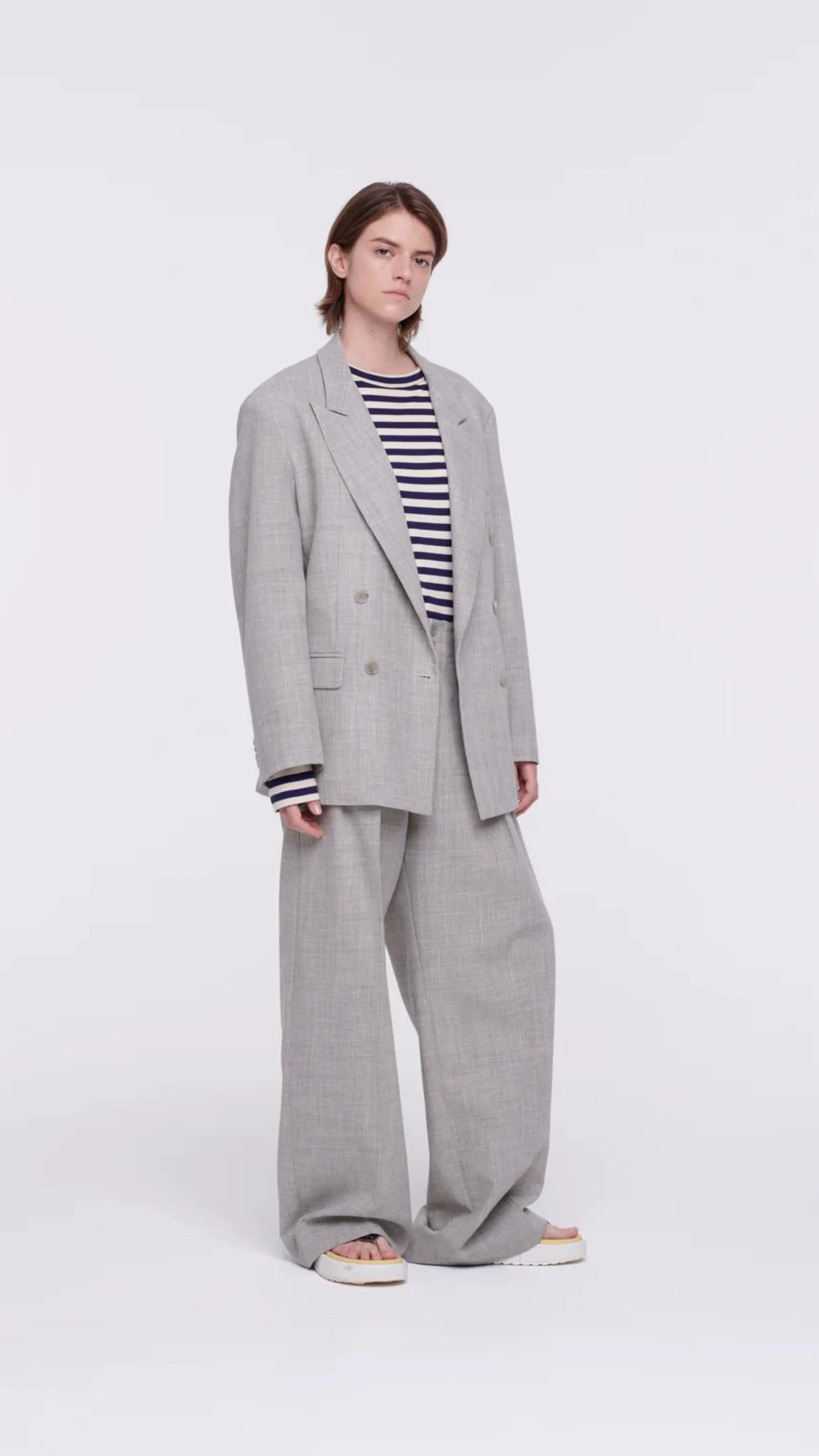 Pleated Melange Wide Leg Pants