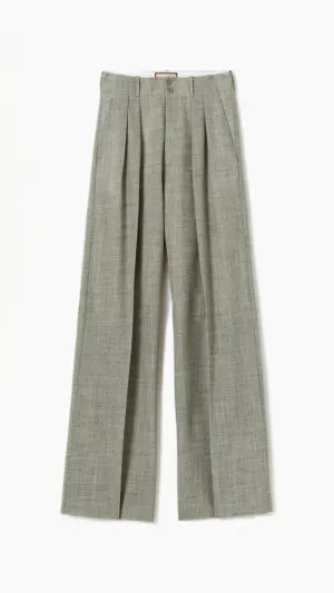 Pleated Melange Wide Leg Pants
