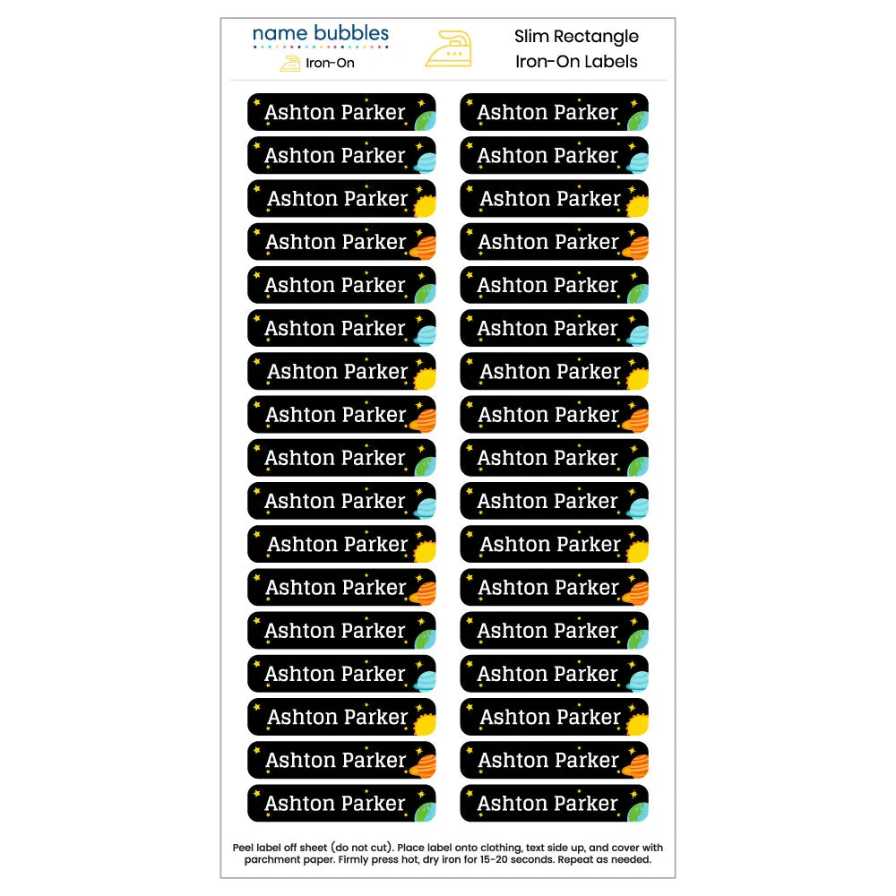 Space Iron-On Clothing Labels