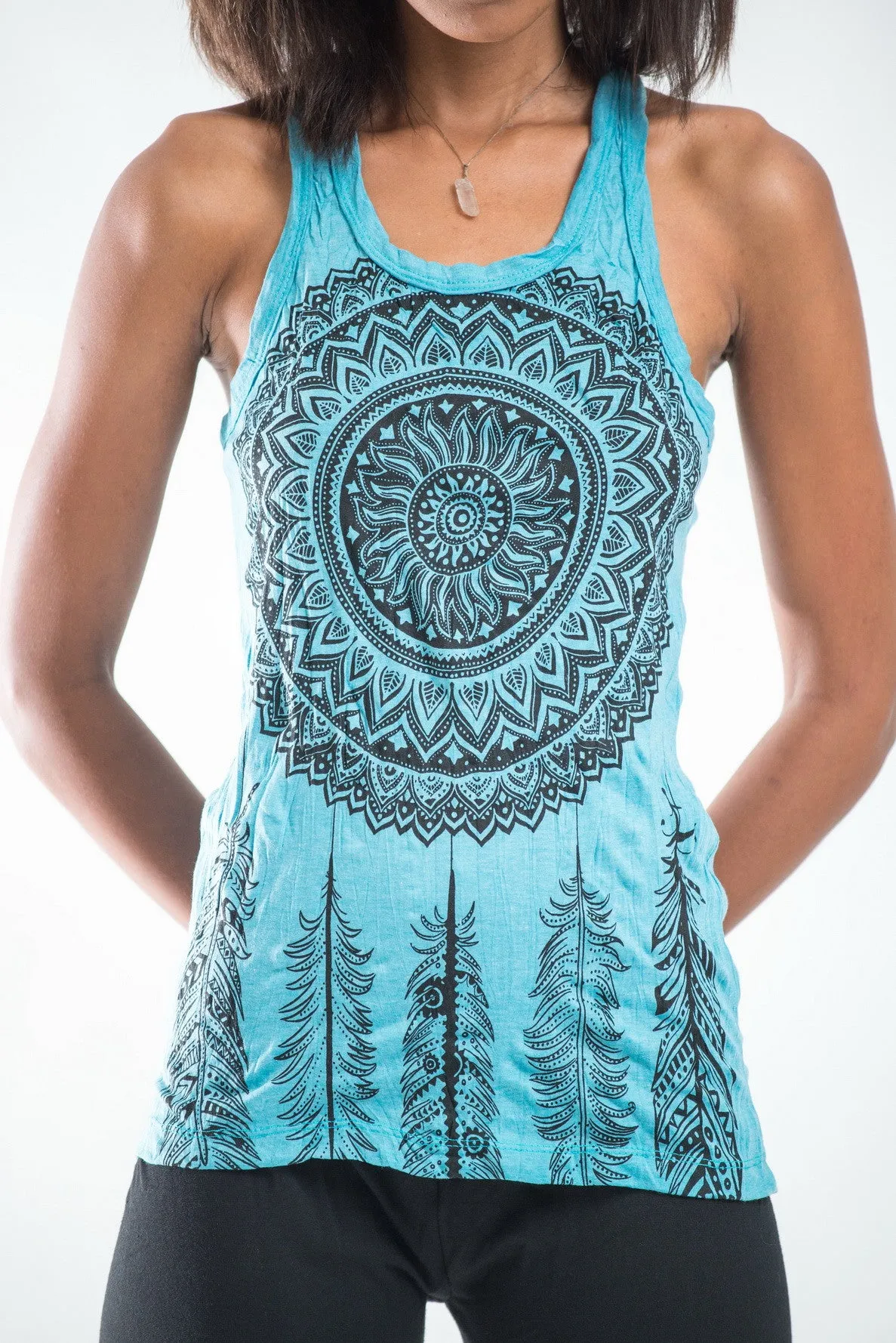 Womens Dreamcatcher Tank Top in Turquoise