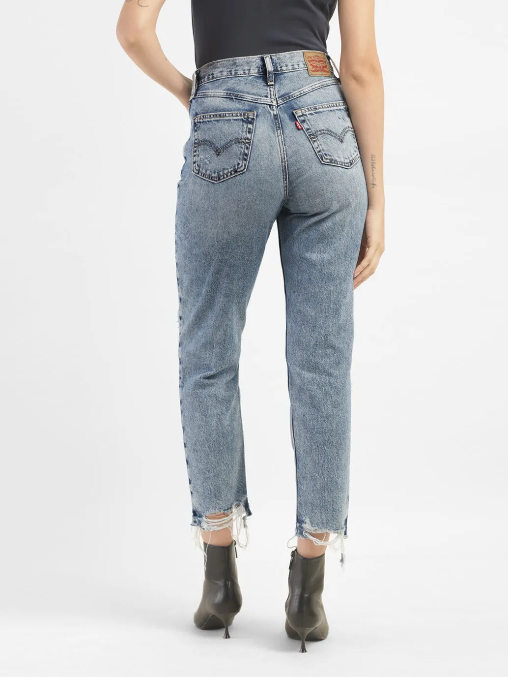 Women's High Rise 80S Mom Loose Ripped Jeans