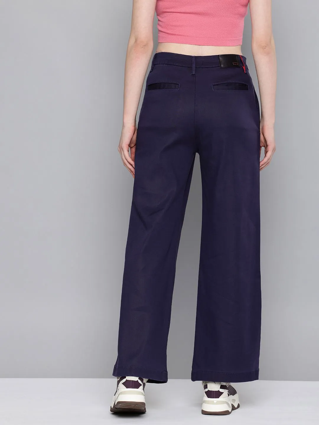 Women's High Rise Ribcage Wide Leg Navy Jeans
