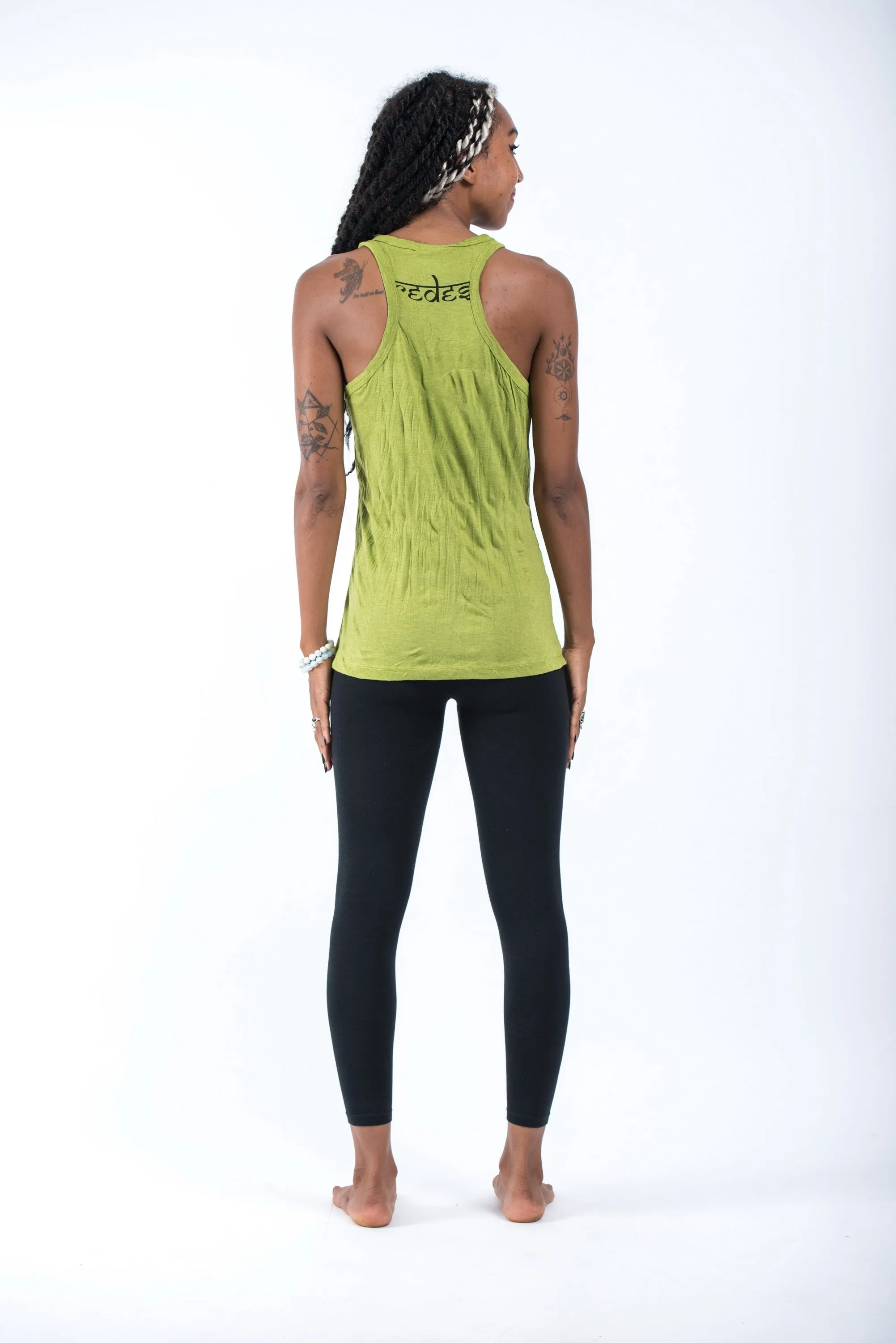 Womens Sanskrit Buddha Tank Top in Lime