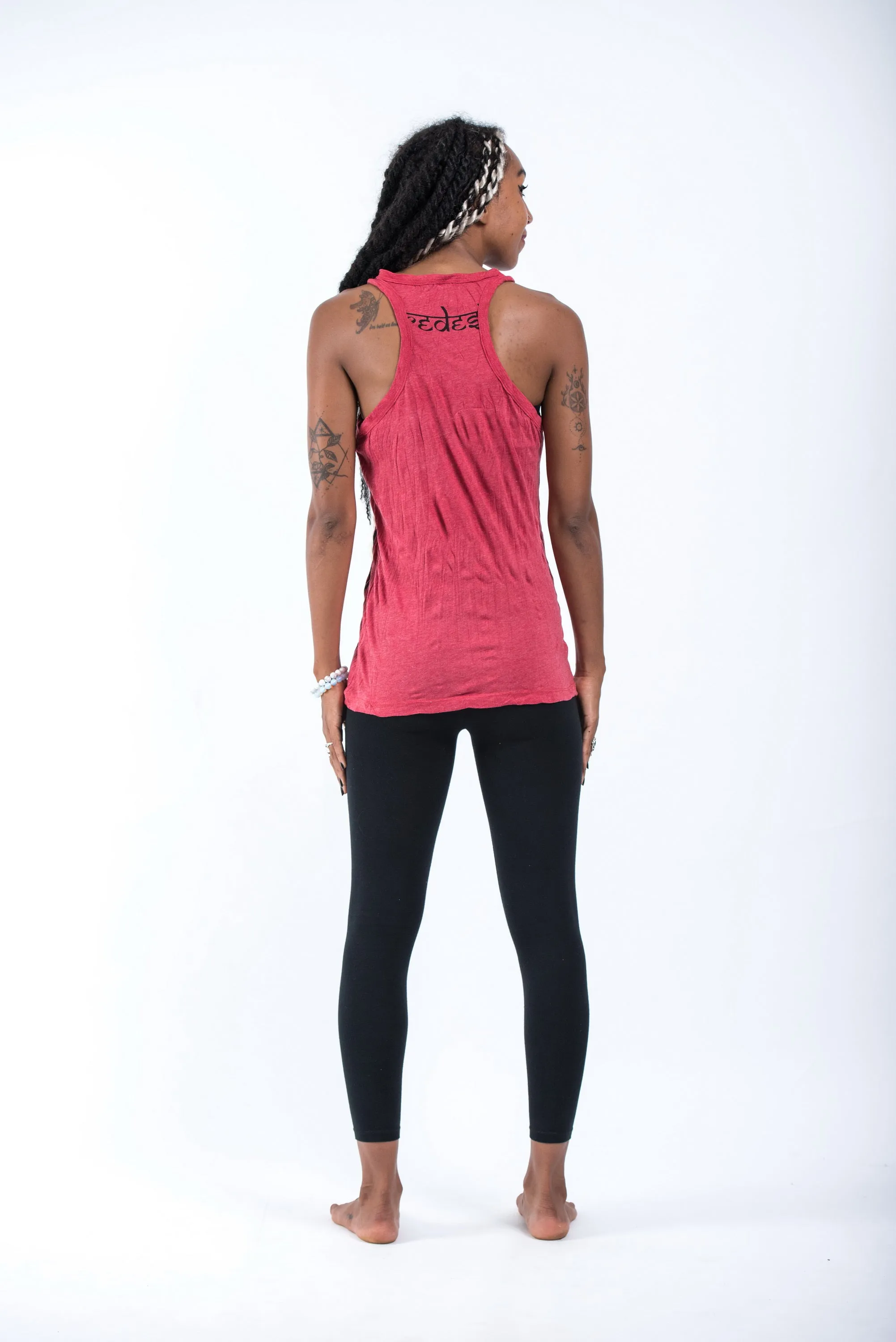 Womens Sanskrit Buddha Tank Top in Red