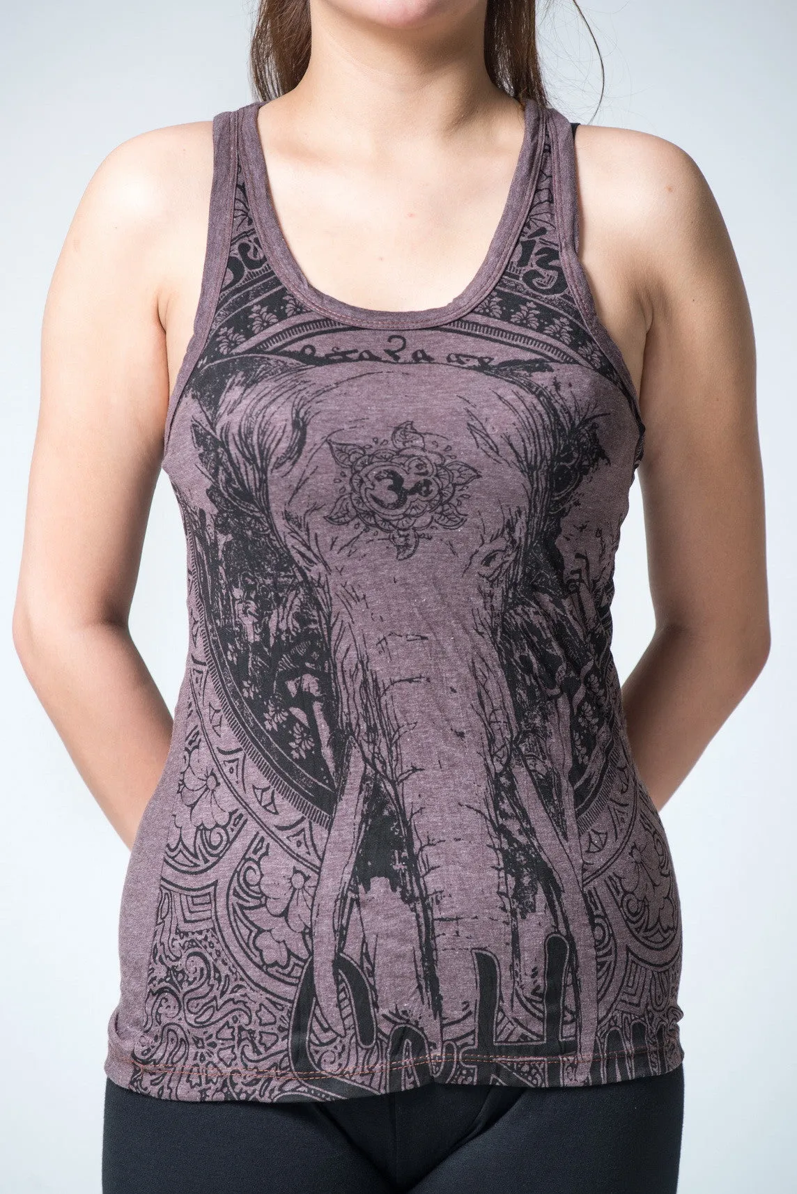 Womens Wild Elephant Tank Top in Brown