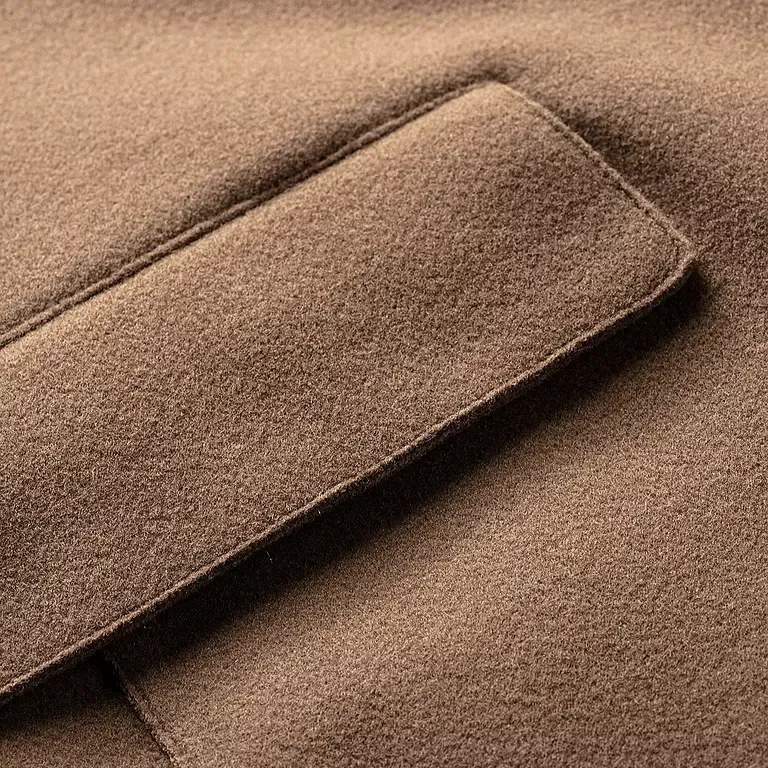 Woolen Notch Lapel Flap Pockets Jacket - Camel